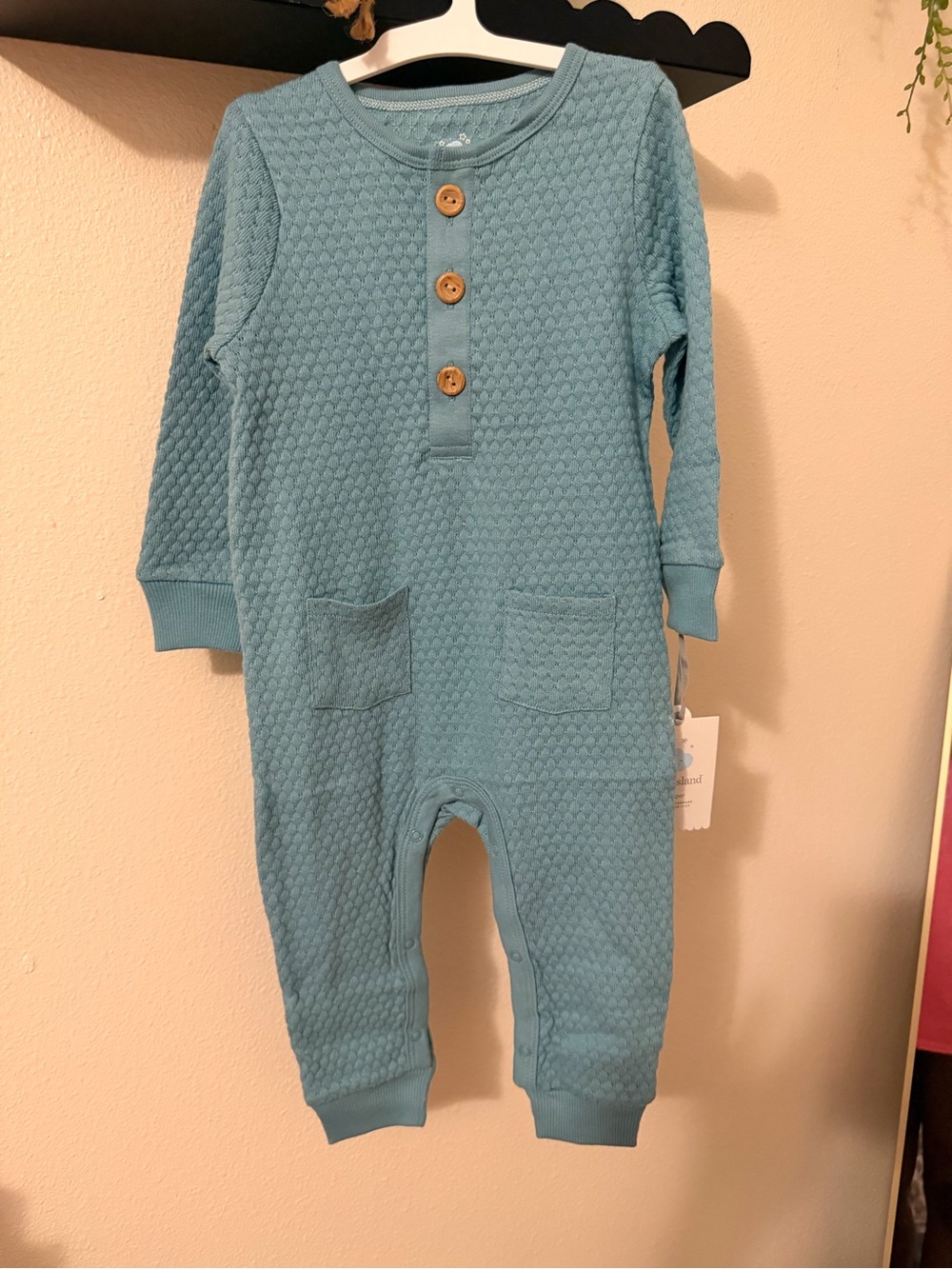 cloud island Teal Quilted Long-Sleeve One-Piece Romper